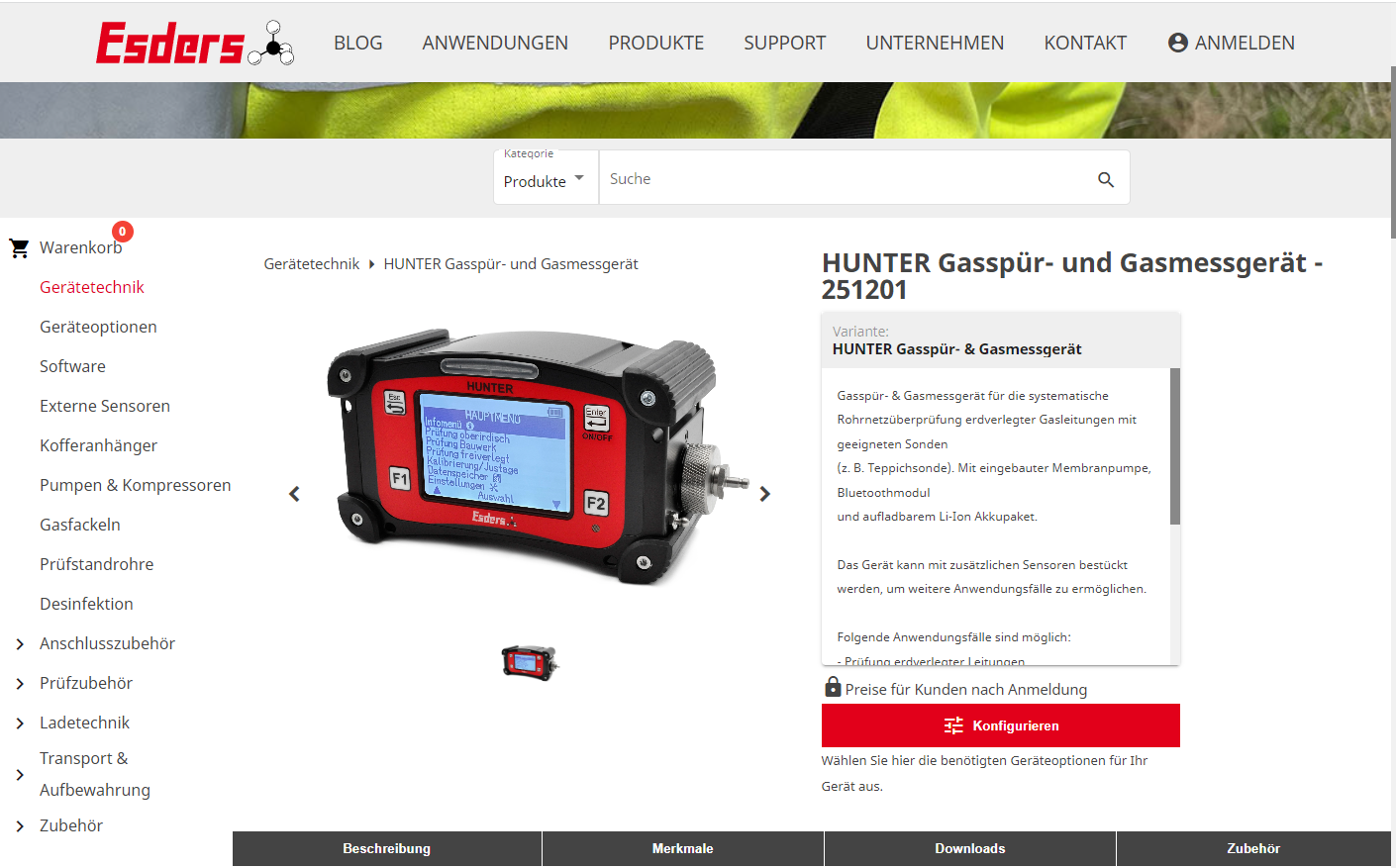 Onlineshop Konfigurator HUNTER